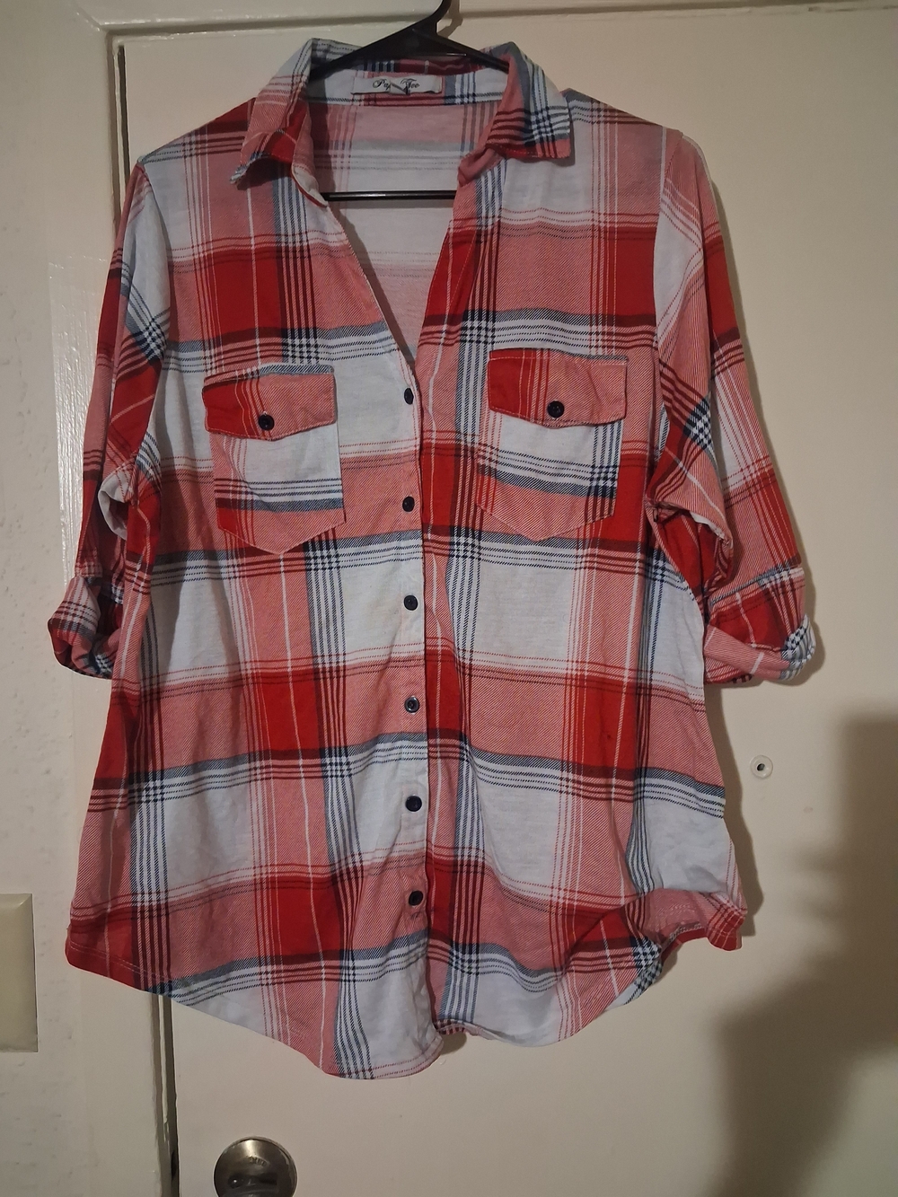 paper tee Red and White Plaid Button-Down Shirt